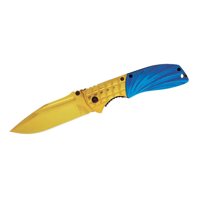 Herbertz taschenmesser 9,6 cm, gold-blau, Metall