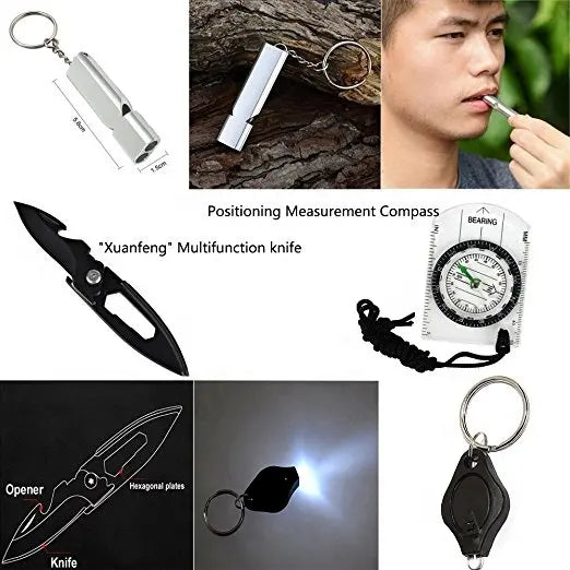 DRAGOWA Tactical Outdoor Survival Kit 10-in-1 Pine, Small