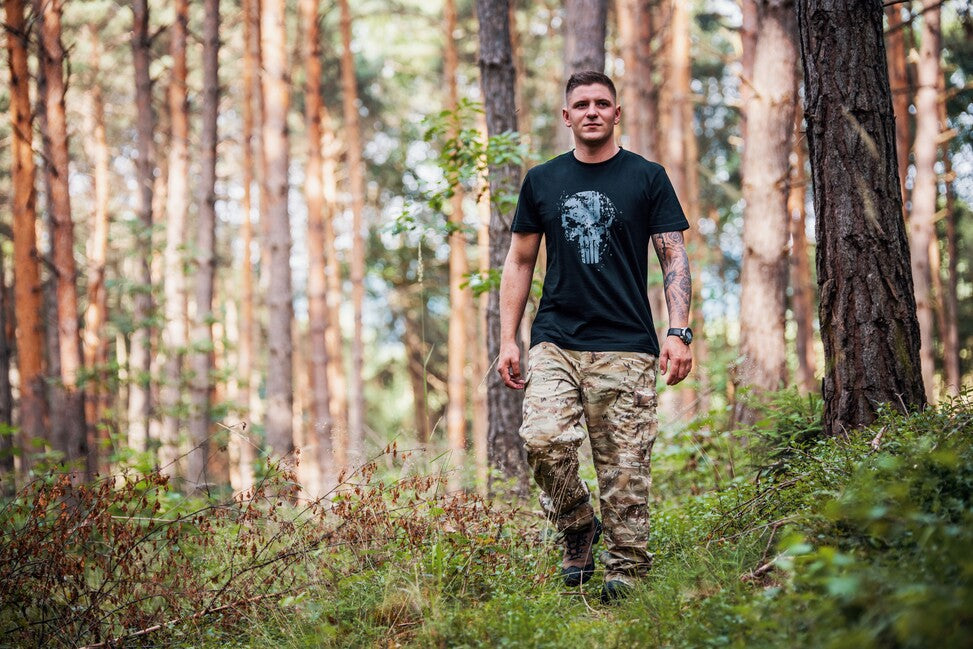 DRAGOWA Kurz-T-shirt Frank the Punisher, schwarz 160g/m2