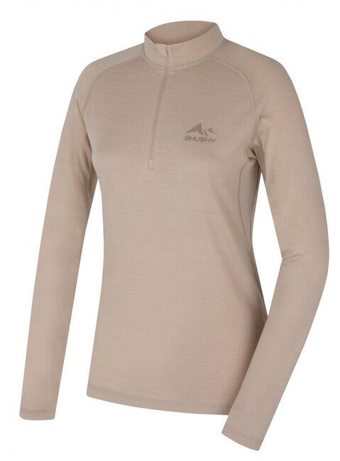 HUSKY Merow Zip thermo-shirt mit reißverschluss, beige