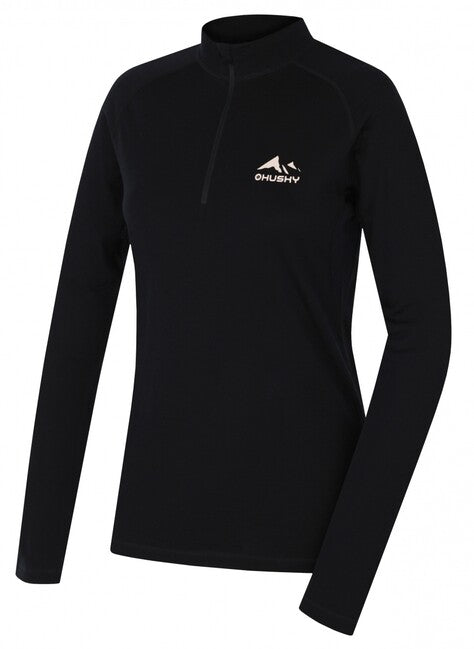 HUSKY Merow Zip damen thermo-shirt mit Reißverschluss, schwarz