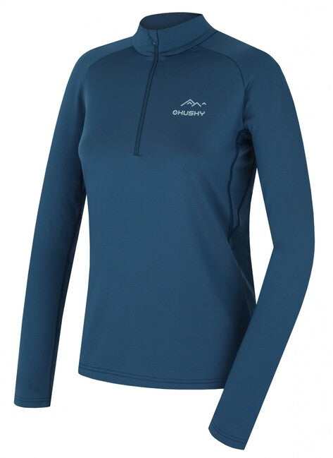 HUSKY Tromi Zip damen thermo-shirt mit reißverschluss, blau