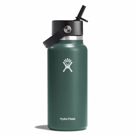 Hydro Flask Breite Thermosflasche mit Mundstück 32 OZ Wide Flex Straw Cap, tanne