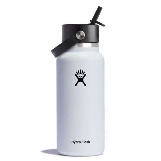 Hydro Flask Wide Flex Straw Cap Breite Thermosflasche mit Mundstück 32 OZ, weiß