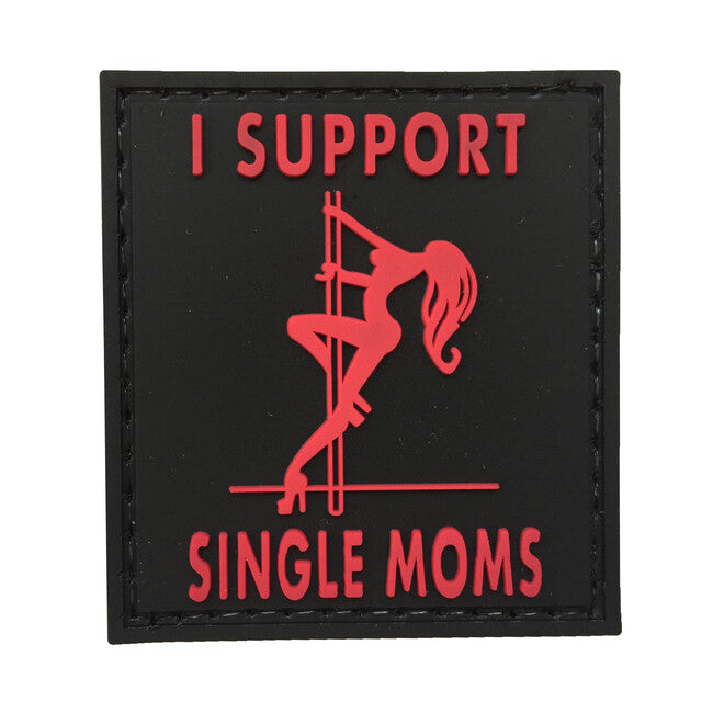 WARAGOD Patch I Support Single Moms PVC Patch Schwarz und Rot