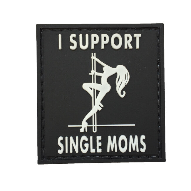 WARAGOD I Support Single Moms PVC Aufnäher Schwarz und Weiß