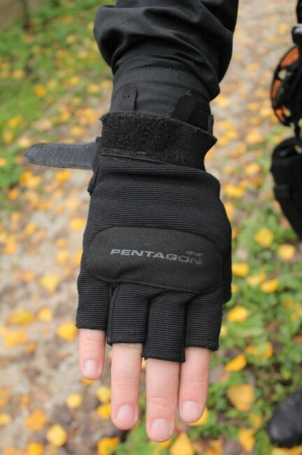 Pentagon Duty Mechanic Fingerless Gloves 1/2, Black