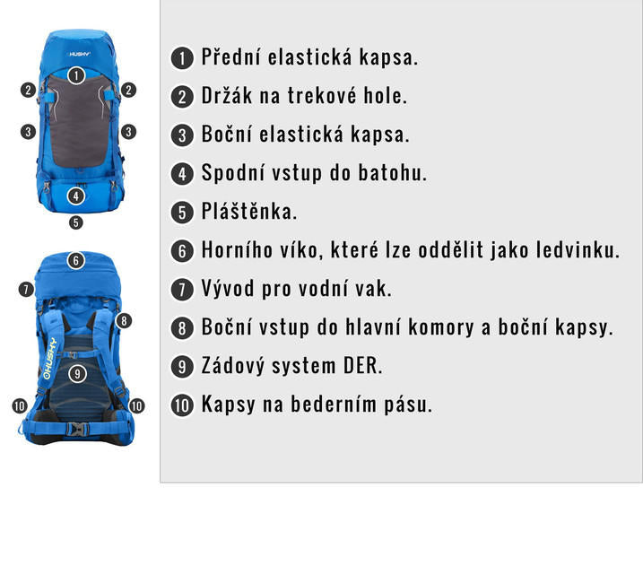 HUSKY Ultralight Rony New 50L Backpack, Blue