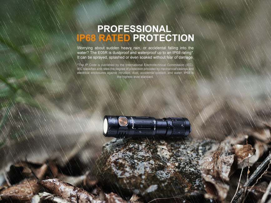 Fenix E05R Rechargeable Mini Flashlight, Black