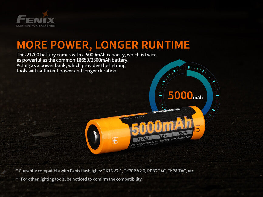 Fenix nabíjateľná batéria 21700 5000 mAh, Li-Ion