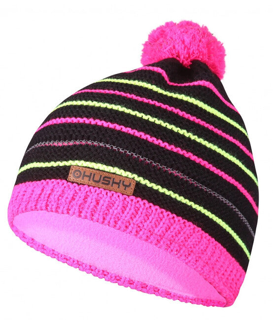 HUSKY Cap 34 kindermütze, schwarz/neonrosa