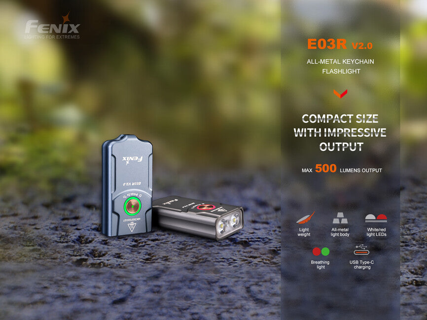 Fenix E03R V2.0 wiederaufladbare taschenlampe - grau