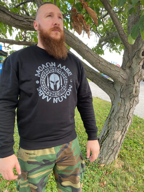 DRAGOWA herren-Sweatshirt Molon Labe, schwarz 300g/m2