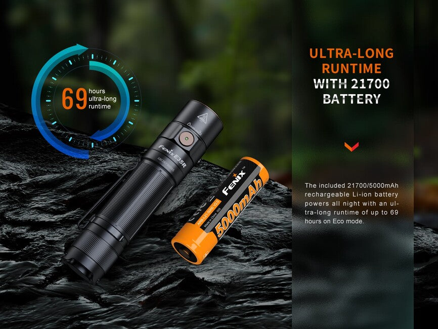 Fenix E35R wiederaufladbare Taschenlampe und weißer Diffusor AOD-S V2.0