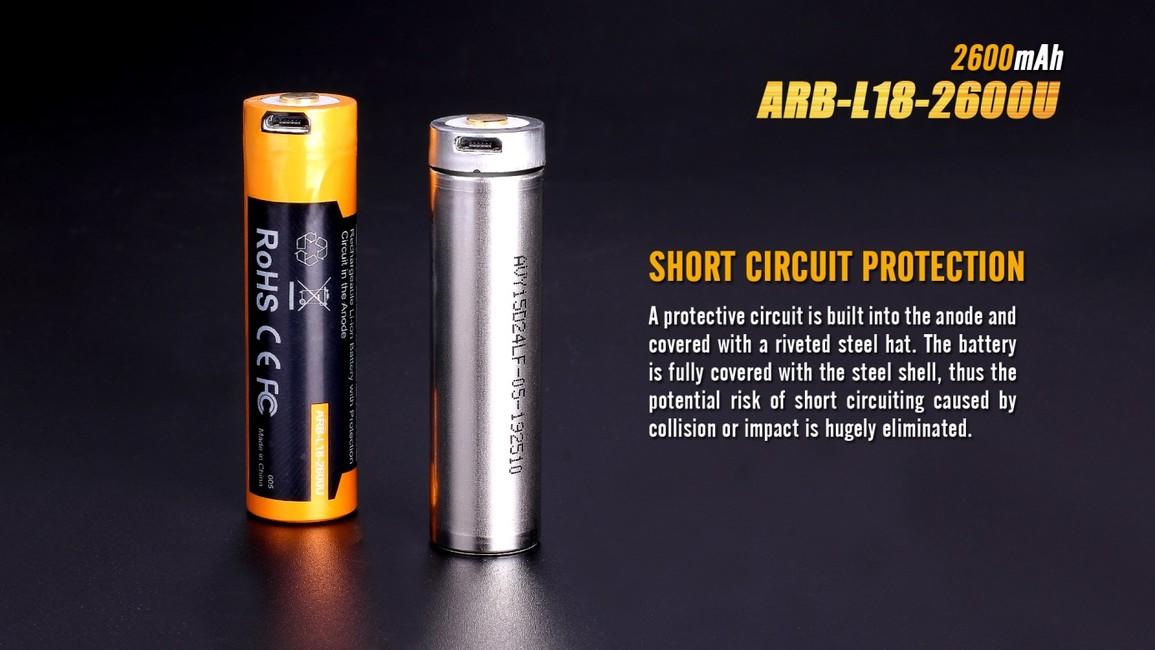 Fenix Battery 18650 USB 2600 mAh, Li-Ion