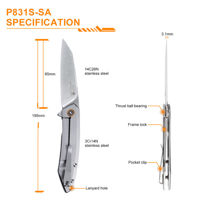 Ruike P831S Knife, Silver