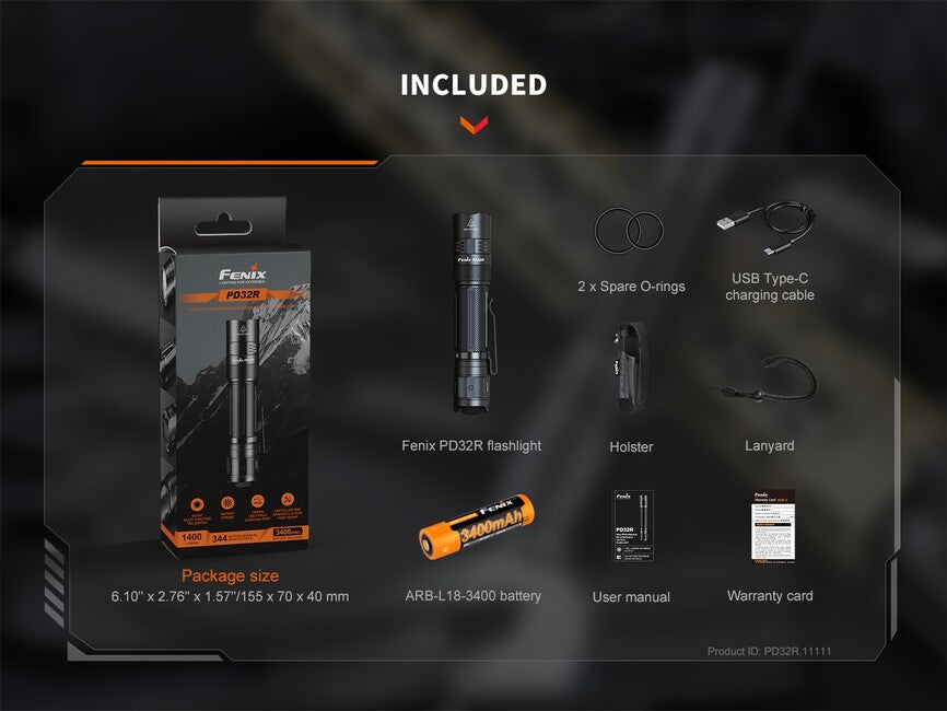 Fenix PD32R wiederaufladbare taschenlampe