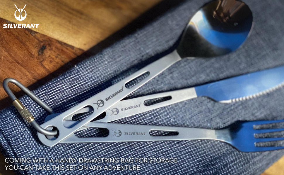Silverant Titanium Cutlery with Sandblasted Handle