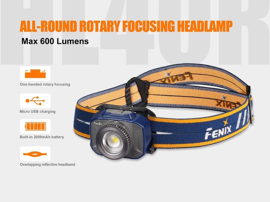 Fenix HL40R fokussierbare stirnlampe, blau