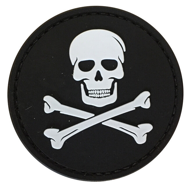 WARAGOD Jolly Roger PVC Aufnäher Schwarz und Weiß