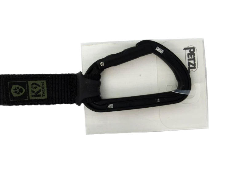 K9 Thorn Leash with Double Handle and Petzl Carabiner, Black, XL