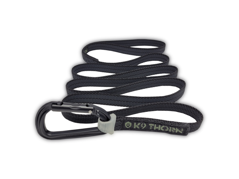 K9 Thorn Anti-Rutsch-leine mit Petzl-Karabiner, schwarz, L
