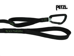 K9 Thorn povodec s dvojnim uhvatom in vponko Petzl, črne, L