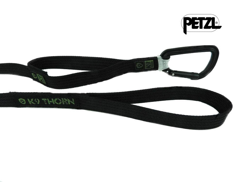 K9 Thorn Doppelgriffleine mit Petzl-Karabiner, schwarz, XL