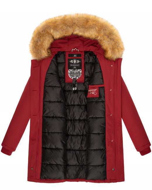 Marikoo Karmaa damen-Winterjacke mit Kapuze, blood red