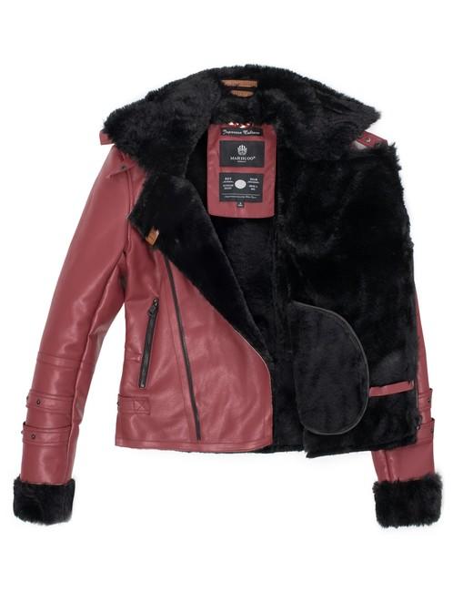 Marikoo KOKOO damen-Winterjacke mit Kunstfell, Bordeaux
