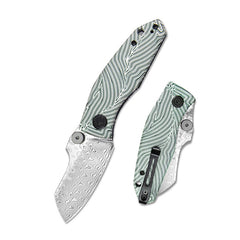 KUBEY Monsterdog preklopni nož Damascus & Green