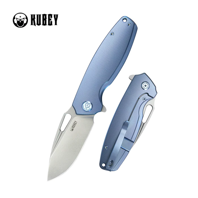 KUBEY Tityus Blau ContouRed Titanium schließmesser