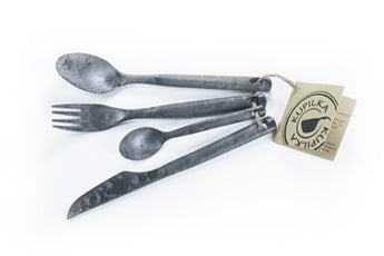 Kupilka KCUTK0 Besteck Set, 4er Set schwarz - schwarzes Campingbesteck
