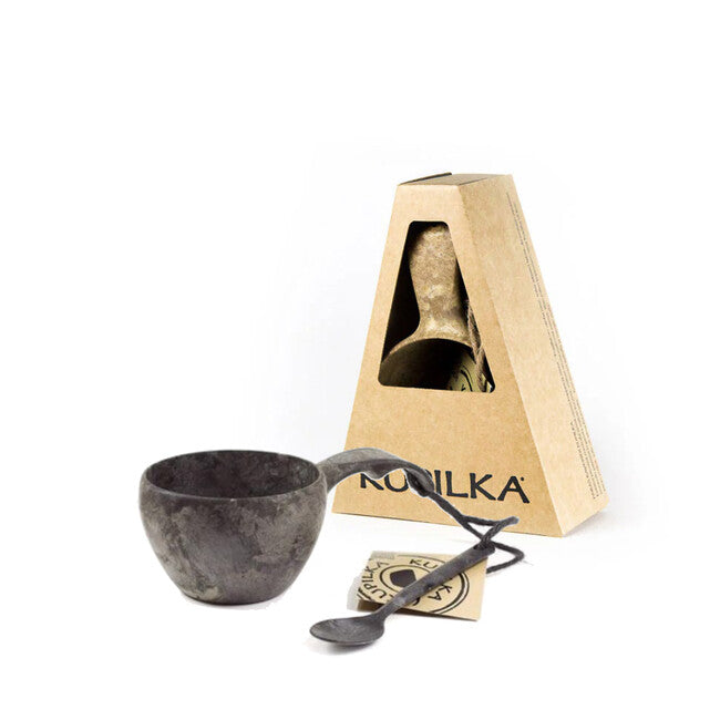 Kupilka Becher mit Löffel, 210 ml, schwarz