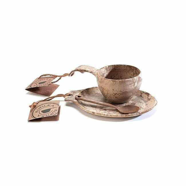 Kupilka-Becher mit Löffel und Untertasse, 210 ml, braun