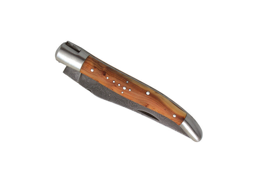 Laguiole DUB070 taschenmesser, klinge 12 cm, damaszenerstahl, griff wacholder