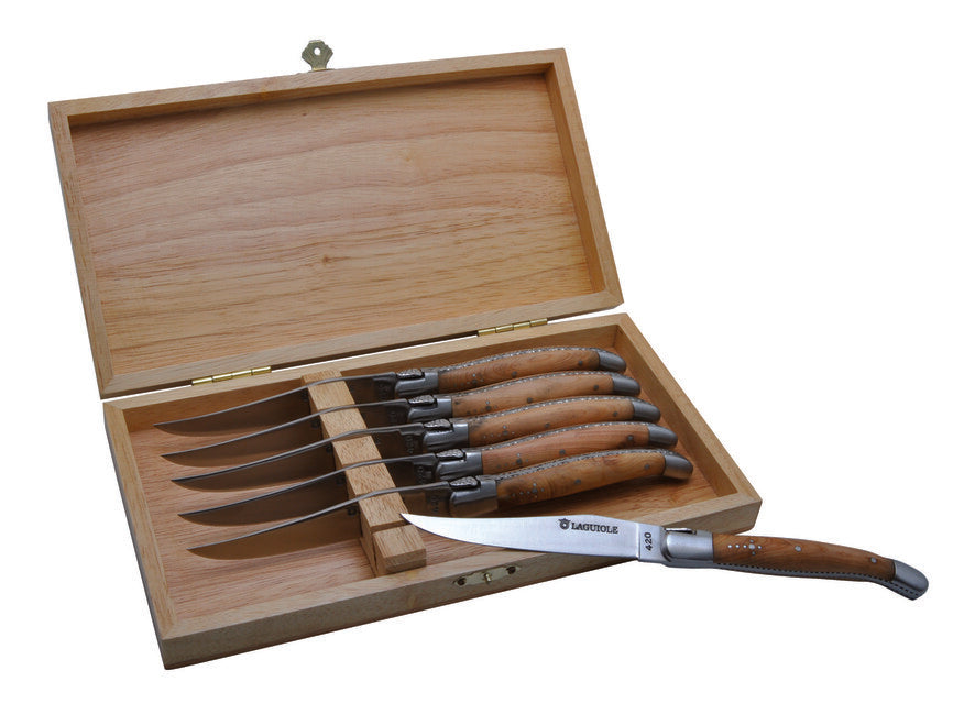Laguiole DUB124 Steakmesser 6er-Set mit Wacholderholzgriff