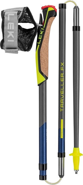 LEKI Traveller FX.One Carbon Nordic Walking Stöcke silber-grau-mitternachtsblau-dunkelmetallic-neongelb