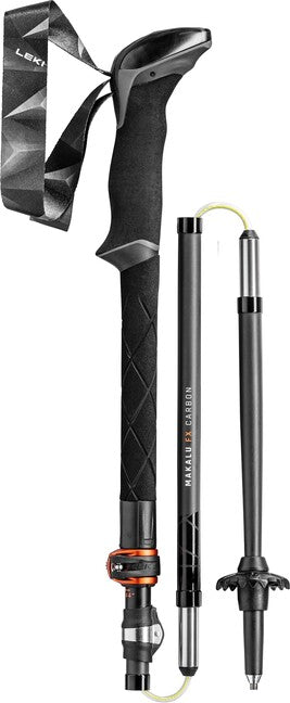 LEKI Makalu FX Carbon trekkingstöcke, schwarz-orange-naturalcarbon, 110 - 130 cm