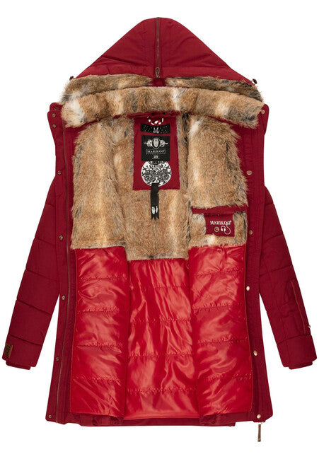 Marikoo LIEBLINGS JACKE damen-winterjacke mit kapuze, blood red