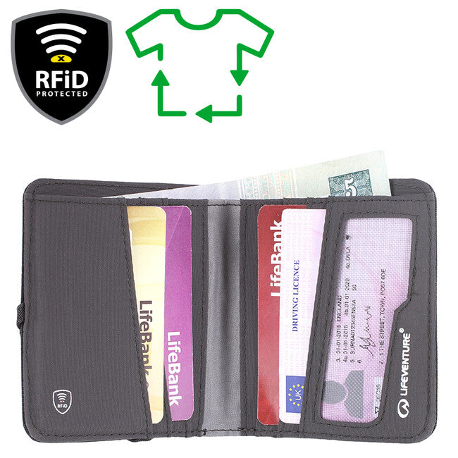 Lifeventure RFiD Kompaktes Portemonnaie Recycled, grau