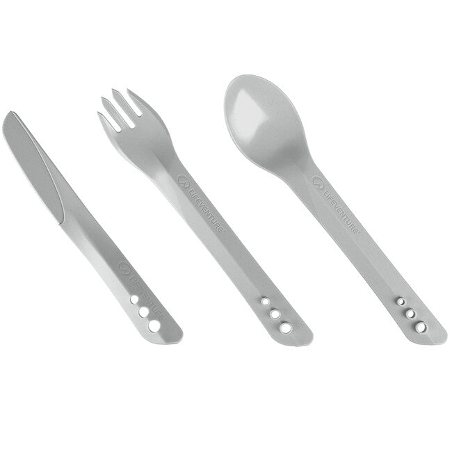 Lifeventure Kunststoff- Besteck Ellipse Cutlery Set, svetlosiva