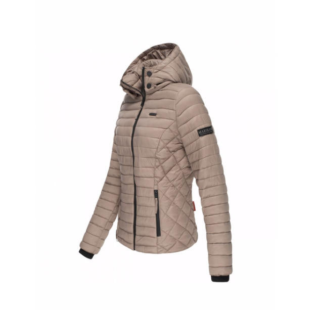 Marikoo Samtpfote damen-Übergangsjacke mit Kapuze, light grey