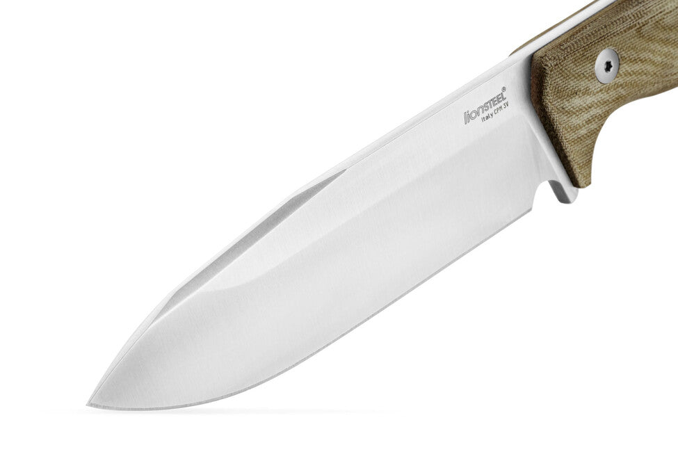 Lionsteel Langer Dolch mit Micarta Griff T6 CVG CPM 3V grünes Segeltuch