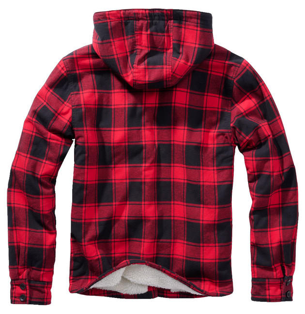 Brandit Lumberjacke mit Kapuze, rot-schwarz