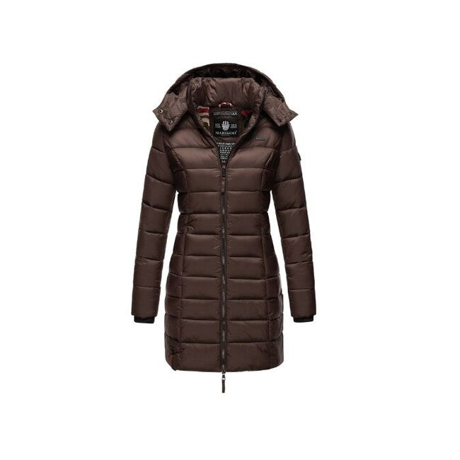 Marikoo Abendsternchen damen-Steppmantel mit Kapuze, dark choco