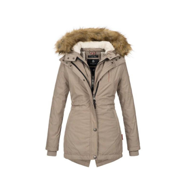 Marikoo Akira taupe damen-winterjacke mit kapuze