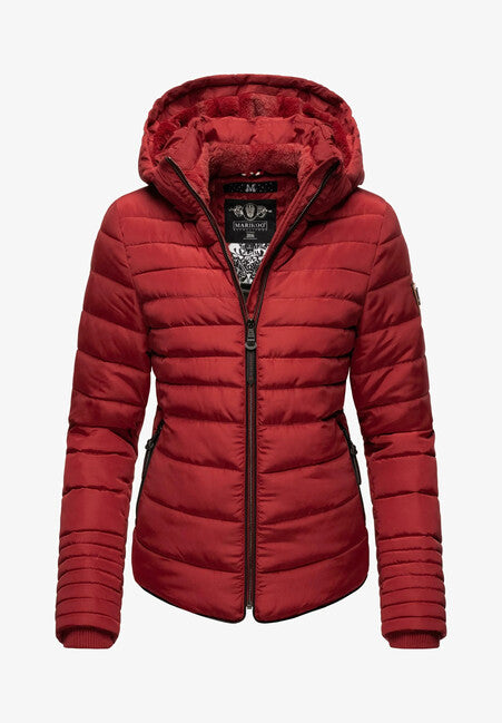Marikoo Amber damen-winterjacke mit kapuze, blood red