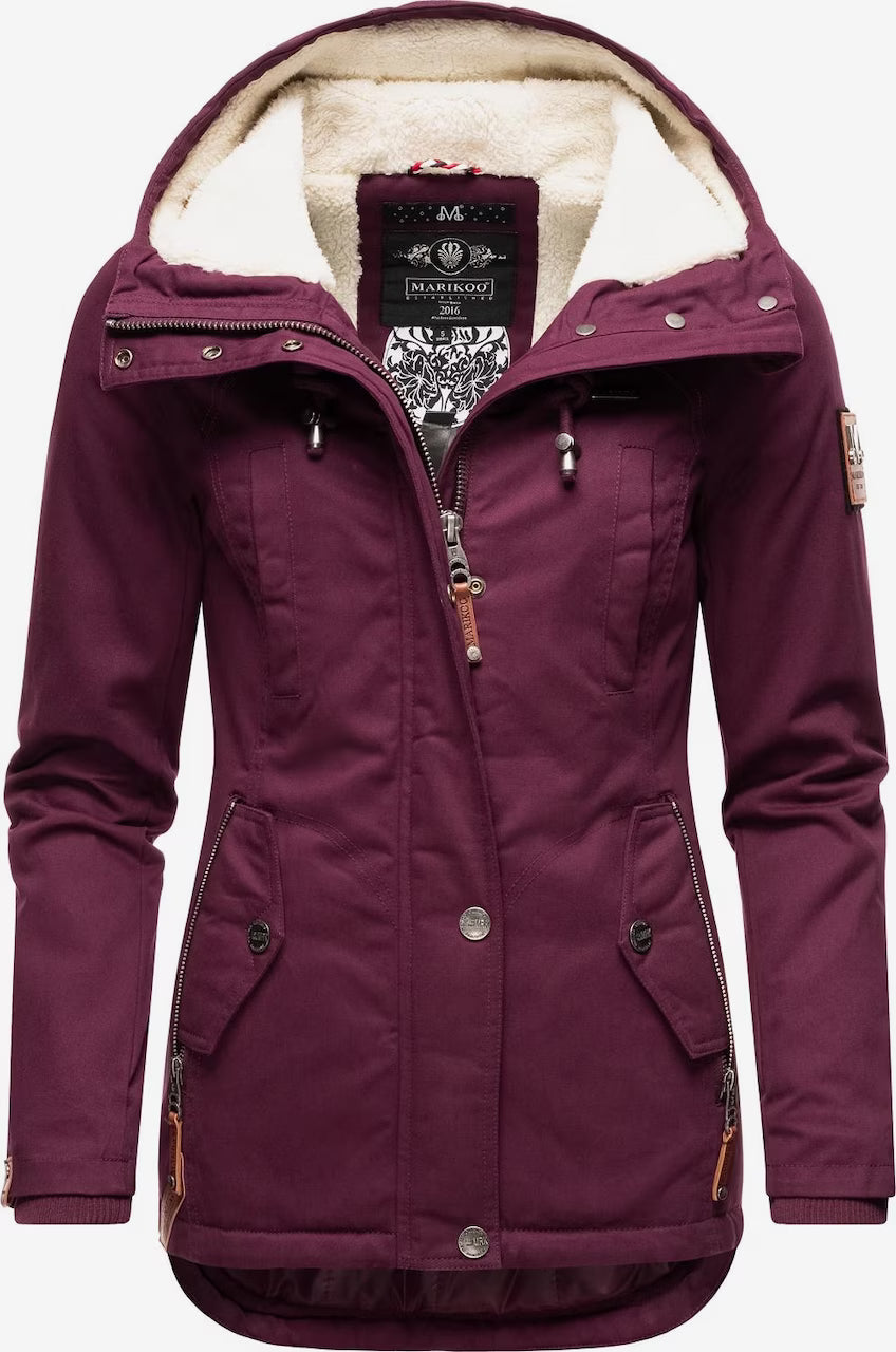 Marikoo BIKOO damen-Winterjacke mit Kapuze, wine
