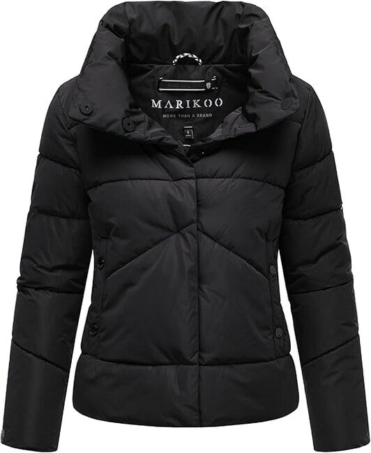 Marikoo Jalliaa damen kurze winterjacke mit hohem kragen, schwarz